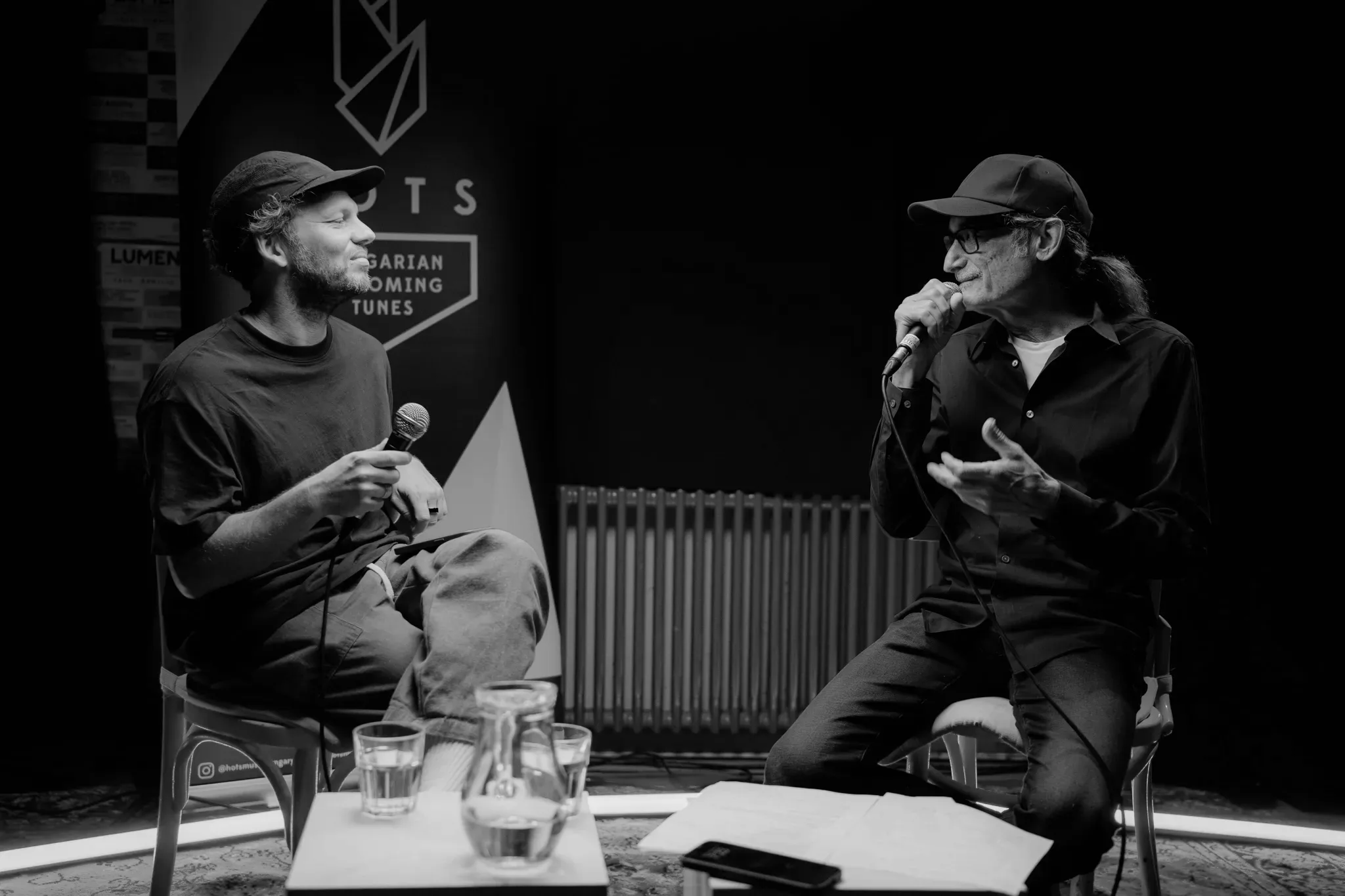 Renato Horvath interviewing Kevin Cole of KEXP on stage at the HOTS Masterclass in Budapest